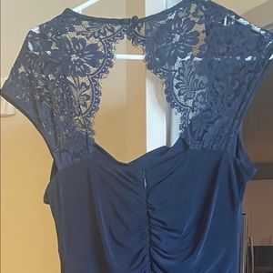 Long navy blue bridesmaid dress